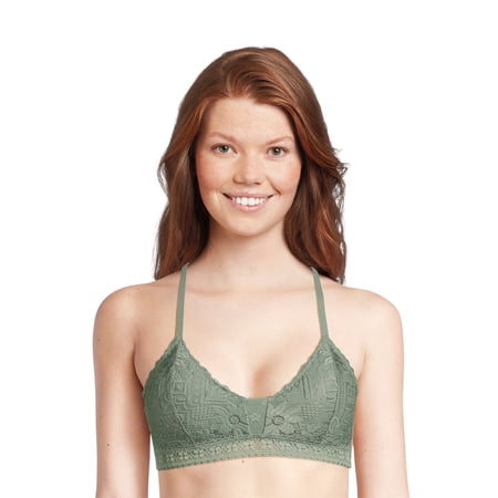 No Boundaries Women's Triangle Floral Lace Bralette
