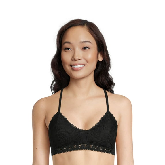 No Boundaries Women's Triangle Floral Lace Bralette