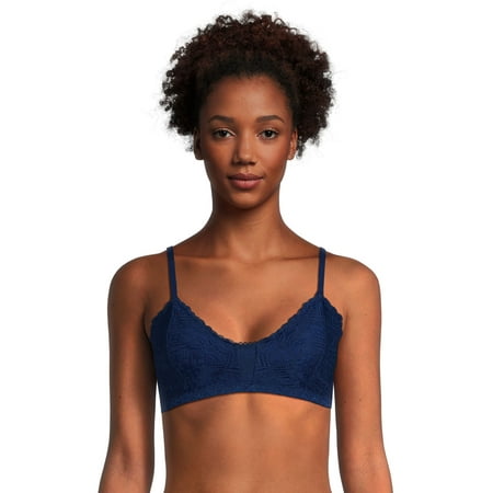 No Boundaries Women's Triangle Floral Lace Bralette