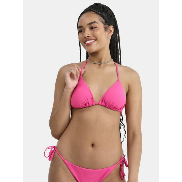 No Boundaries Women's Triangle Tie Bikini Top, Sizes XXS-XXL