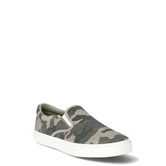 No Boundaries Twin Gore Canvas Slip On Sneakers, Wide Width Available, Women's