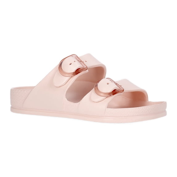 Time and Tru Women's Double Buckle EVA Slide Sandals