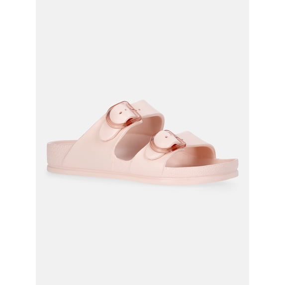 Time and Tru Women's Double Buckle Slide Sandals