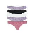 thumbnail image 1 of No Boundaries Women's Ultrasoft Thong Panties, 5-Pack, 1 of 3