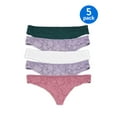 thumbnail image 1 of No Boundaries Women's Ultrasoft Thong Panties, 5-Pack, 1 of 3