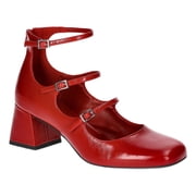 No Boundaries Faux Leather Strappy Mary Jane Heels, Women's