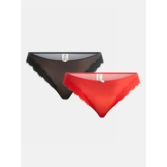 No Boundaries Valentine's Day Sheer Micro Cheeky Panties, 2-Pack, Women's