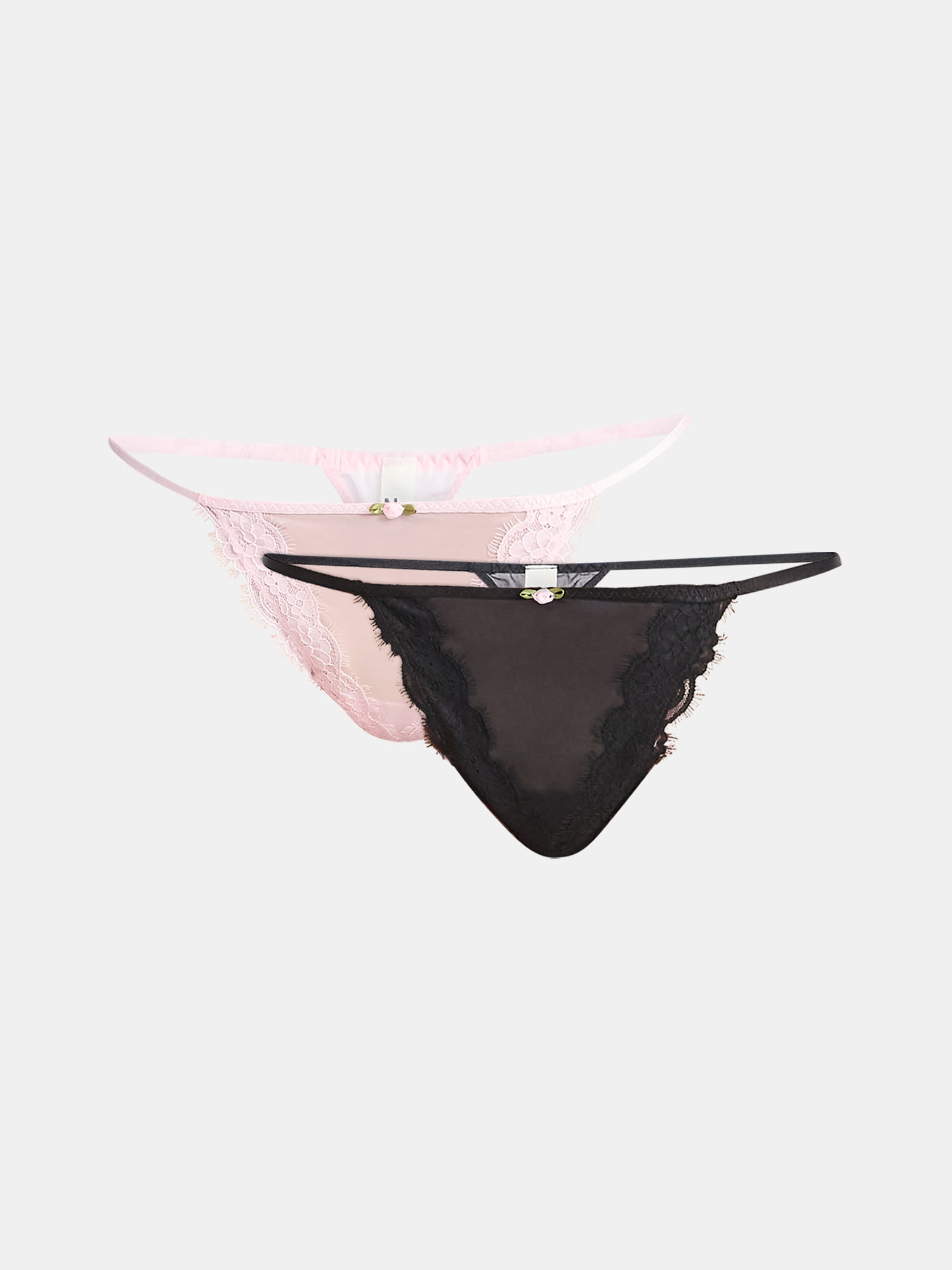 No Boundaries Valentine's Day Sheer Micro Thong Panties, 2-Pack, Women's
