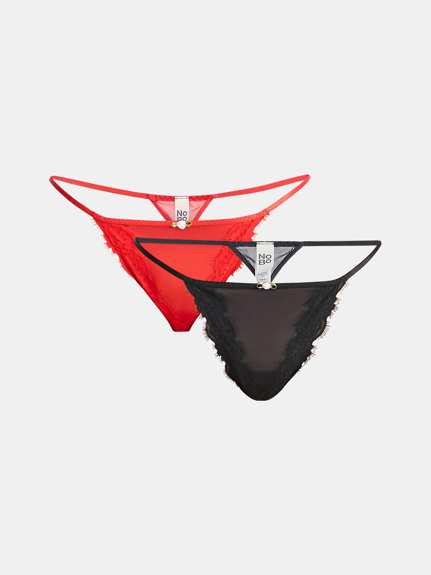 No Boundaries Valentine's Day Sheer Micro Thong Panties, 2-Pack, Women's
