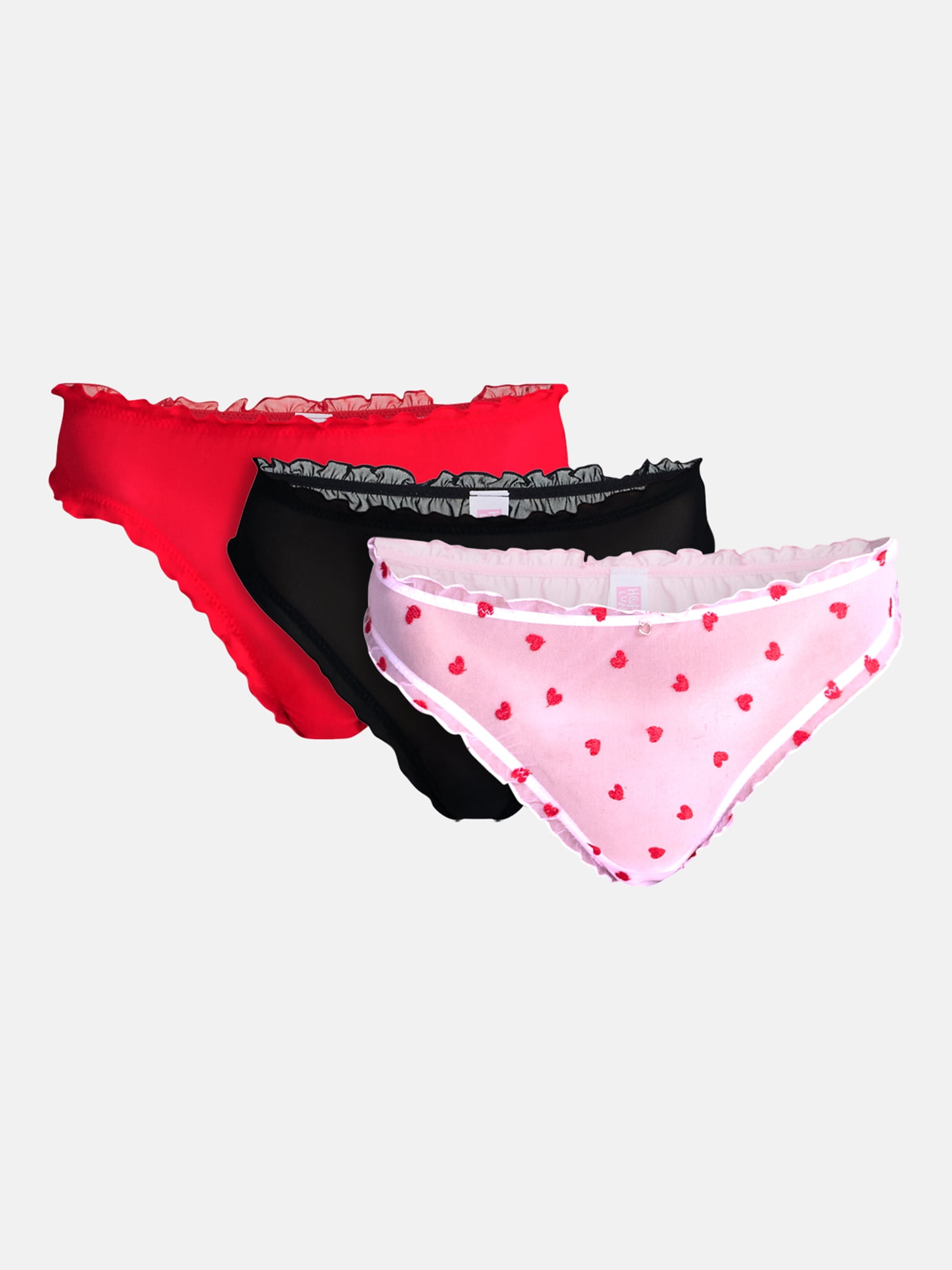 No Boundaries Low Rise Mesh Thong Panties, 3 Pack, Women’s XS-XXXL