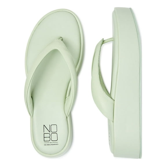 No Boundaries Women's Wedge Flip Flop Sandals