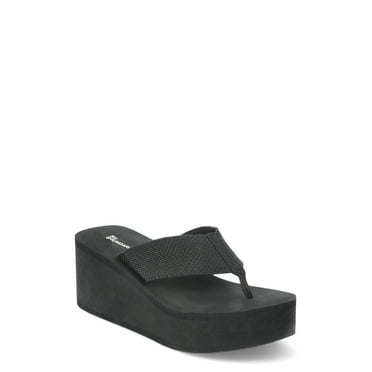 No Boundaries Women's Wedge Flip Flop Sandals