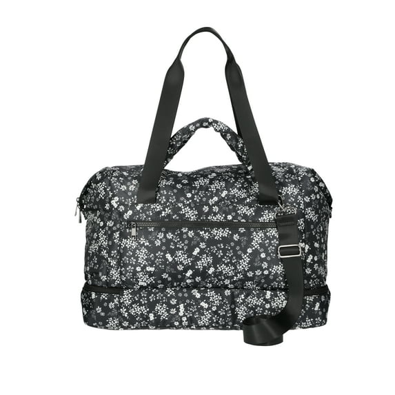 No Boundaries Women's Weekender Bag, Black Floral