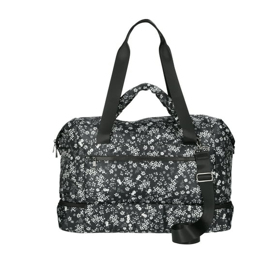 No Boundaries Women's Weekender Bag, Black Floral