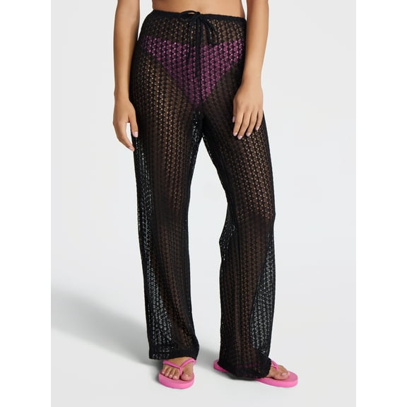 No Boundaries Crochet Wide Leg Pants Swim Coverup, Women's