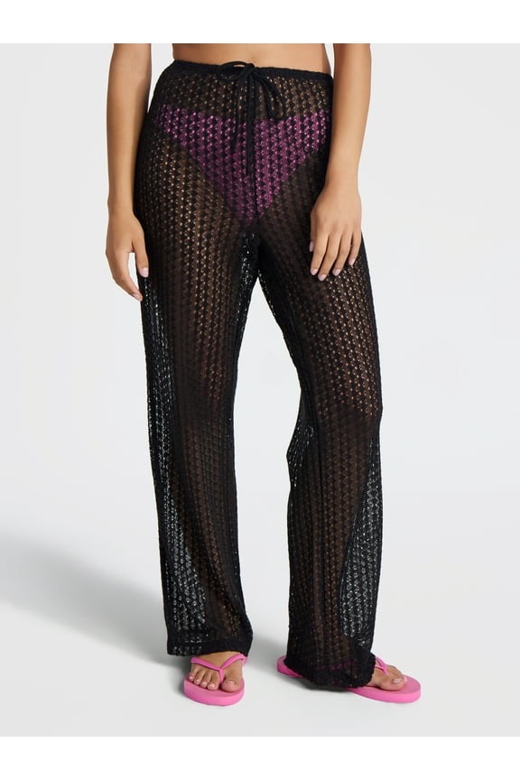 Crochet Wide Leg Pants Swim Coverup, Women's