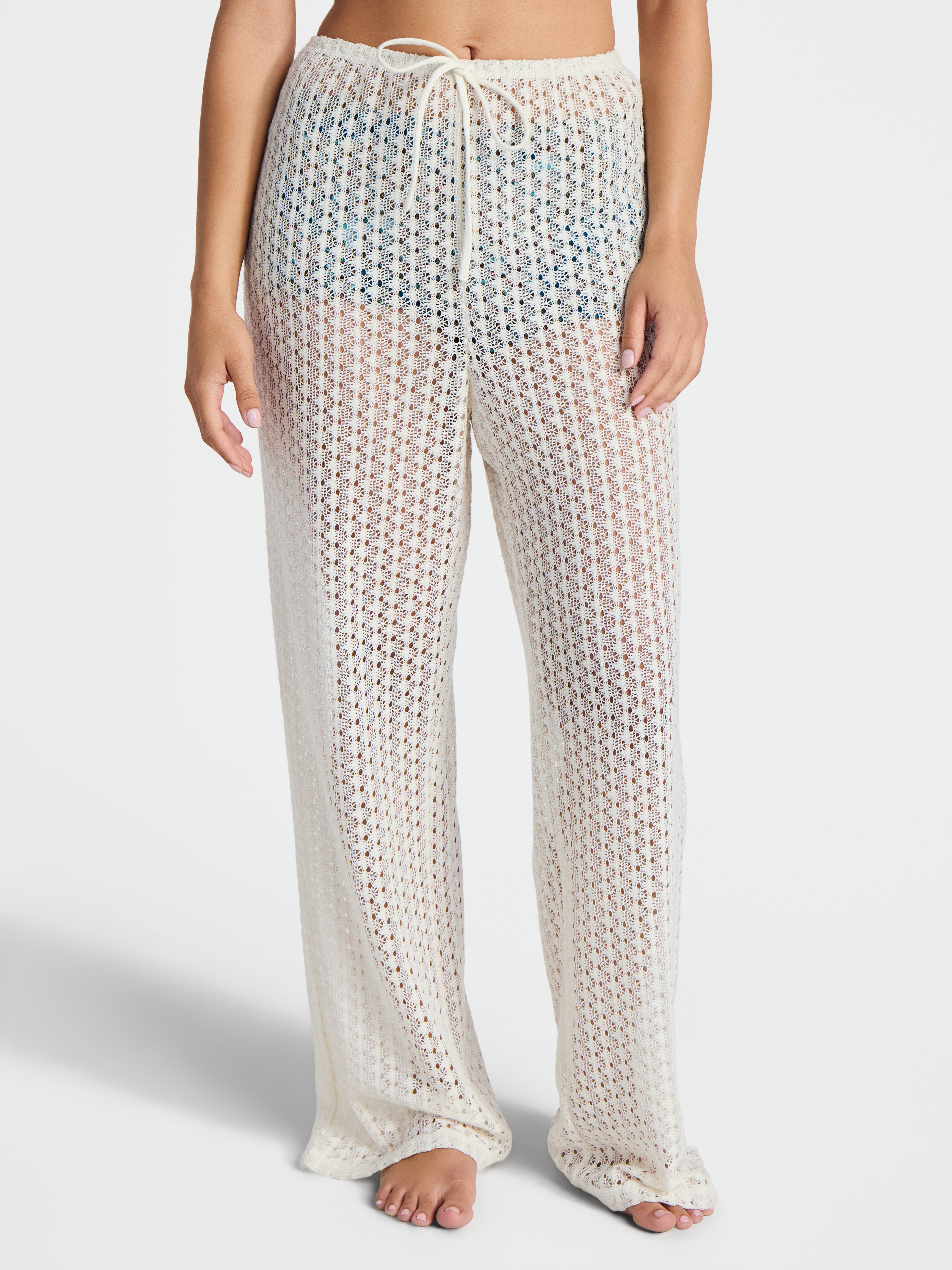 No Boundaries Crochet Wide Leg Pants Swim Coverup, Women's