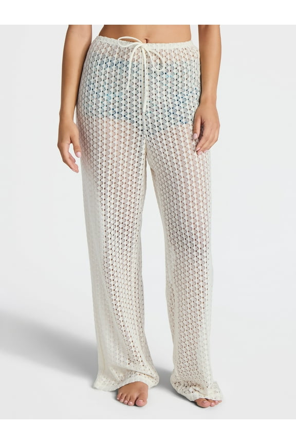 Crochet Wide Leg Pants Swim Coverup, Women's