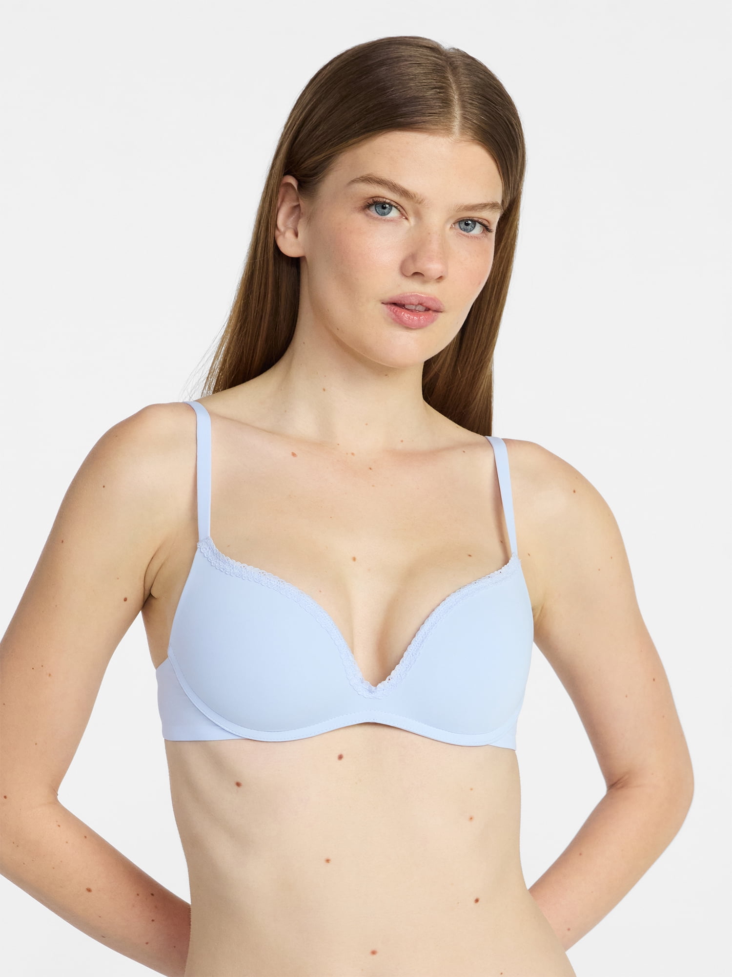 No Boundaries Wire Free Double Push Up Bra with Lace, Women's 32A-44DDD