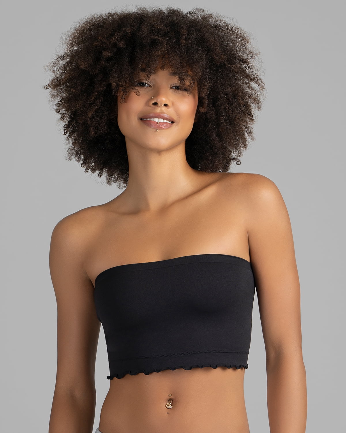 No Boundaries Seamless Ruffle Bandeau for Women XS-3XL, Strapless