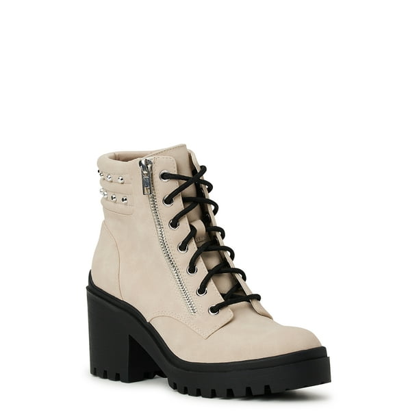 No Boundaries Women's Zip Accent Studded Hiker Boots