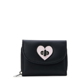 No Boundaries Women's Checkered Denim Twist-Lock Wallet