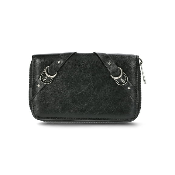 No Boundaries Women's Zip Around Wallet, Black