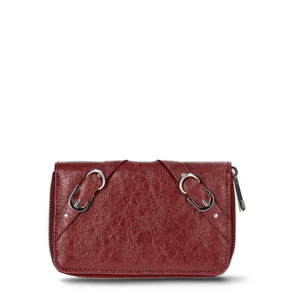 No Boundaries Women's Zip Around Wallet, Wine