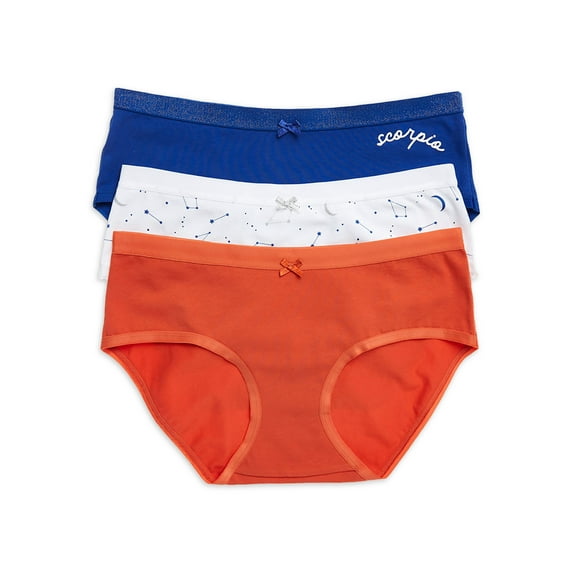 No Boundaries Women's Zodiac Cotton Hipster, 3-Pack
