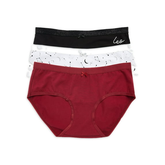 No Boundaries Women's Zodiac Cotton Hipster, 3-Pack