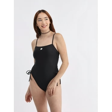 No Boundaries Women's and Women's Plus Cinched High Leg One Piece Swimsuit, Sizes XXS-XXL