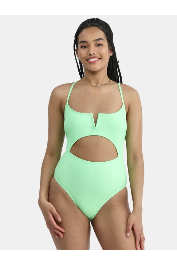 Women's Cutout V-Wire One-Piece Swimsuit, Sizes XXS - XXL