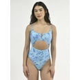 thumbnail image 1 of No Boundaries Cutout V-Wire One Piece Swimsuit, Women's and Women's Plus, 1 of 5