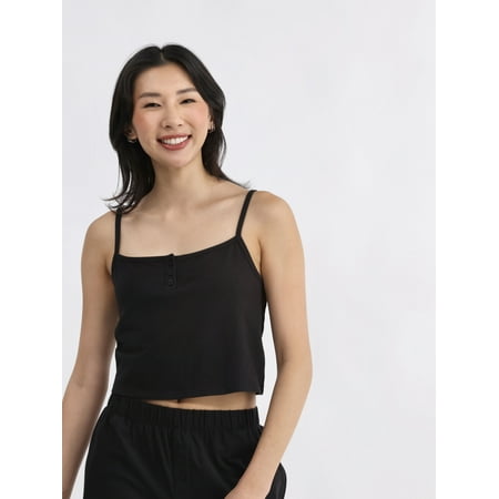 No Boundaries Women's and Women's Plus Jersey Sleep Henley Cami, Sizes XXS to 3X