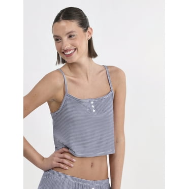 No Boundaries Women's and Women's Plus Jersey Sleep Henley Cami, Sizes XXS to 3X
