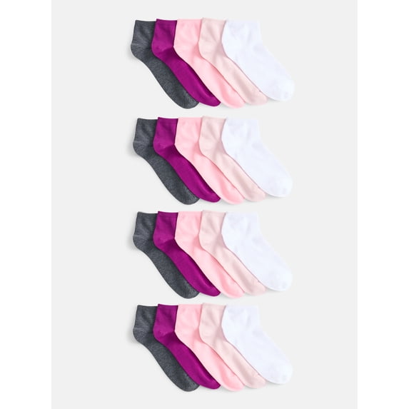 No Boundaries Women's Ankle Cut Socks, 20 Pack, Shoe Size 4-10