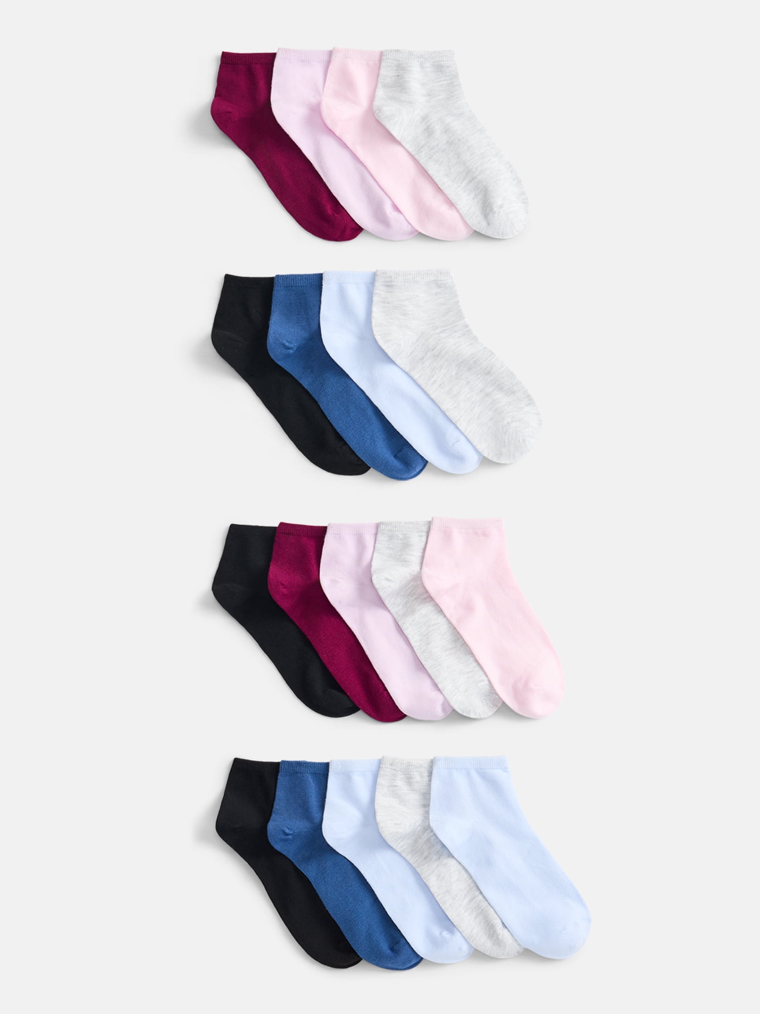 No Boundaries Women's Ankle Cut Socks, 20 Pack, Shoe Size 4-10