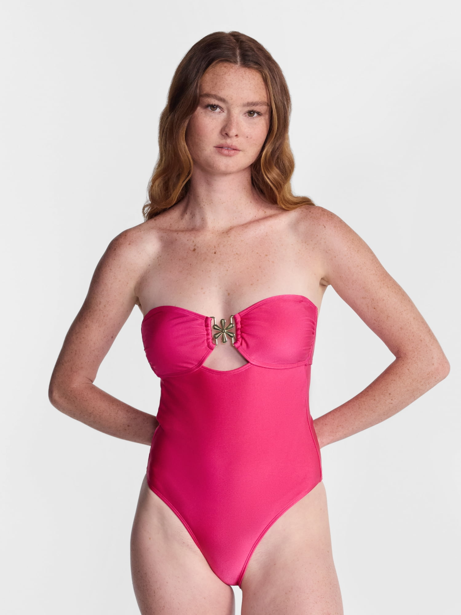 No Boundaries Bandeau Extra Cheeky Swim One Piece, Women’s XXS-XXL