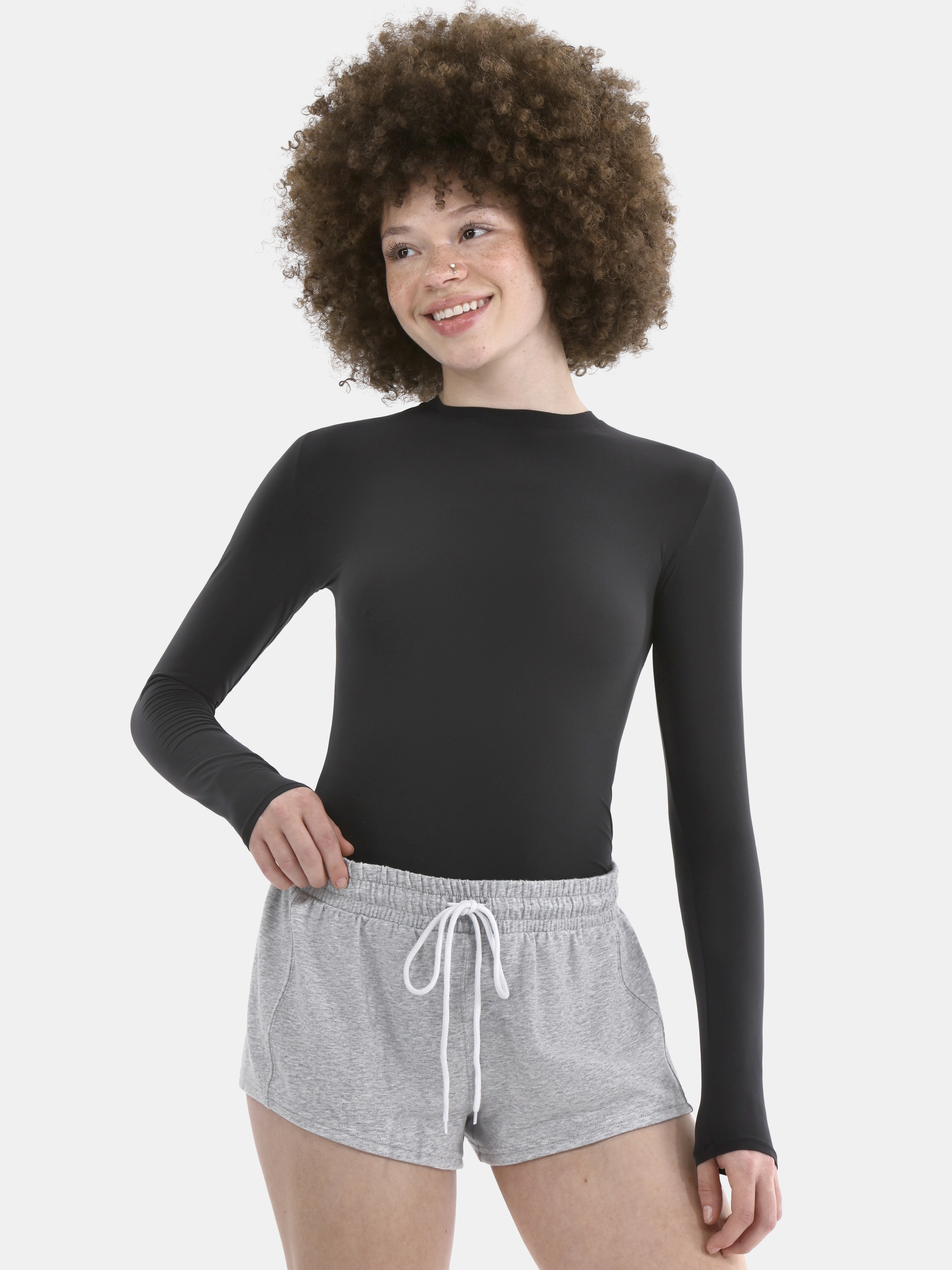 No Boundaries Women’s Fit Stretch Long Sleeve T-Shirt, Sizes XS–3XL