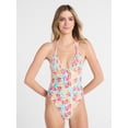 thumbnail image 1 of No Boundaries Halter Triangle One Piece Swimsuit, Women's XXS-XXL, 1 of 5