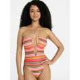 thumbnail image 1 of No Boundaries Keyhole Halter One-Piece Swimsuit, Women’s XXS-XXL, 1 of 5