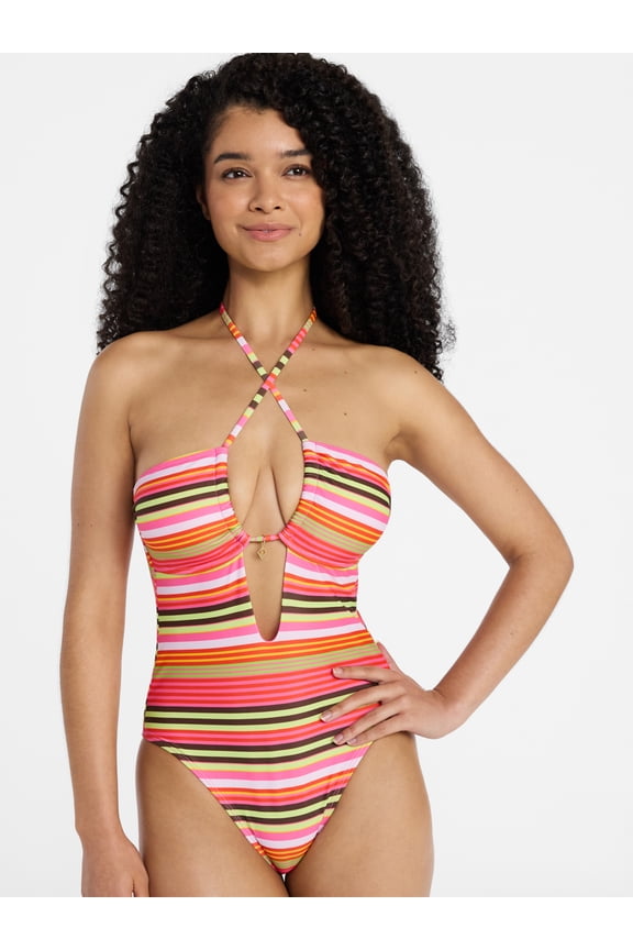 Keyhole Halter One-Piece Swimsuit, Women’s XXS-XXL