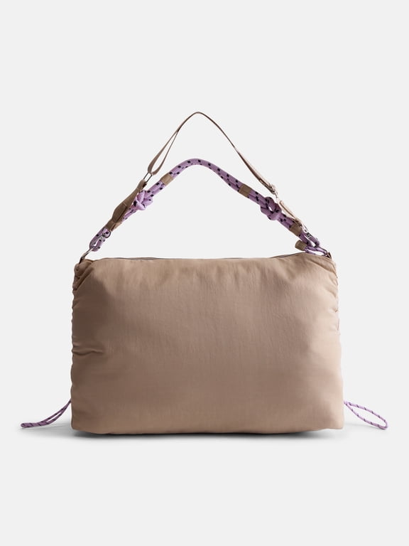Women’s Large Nylon Tote with Paracord Strap, Tan