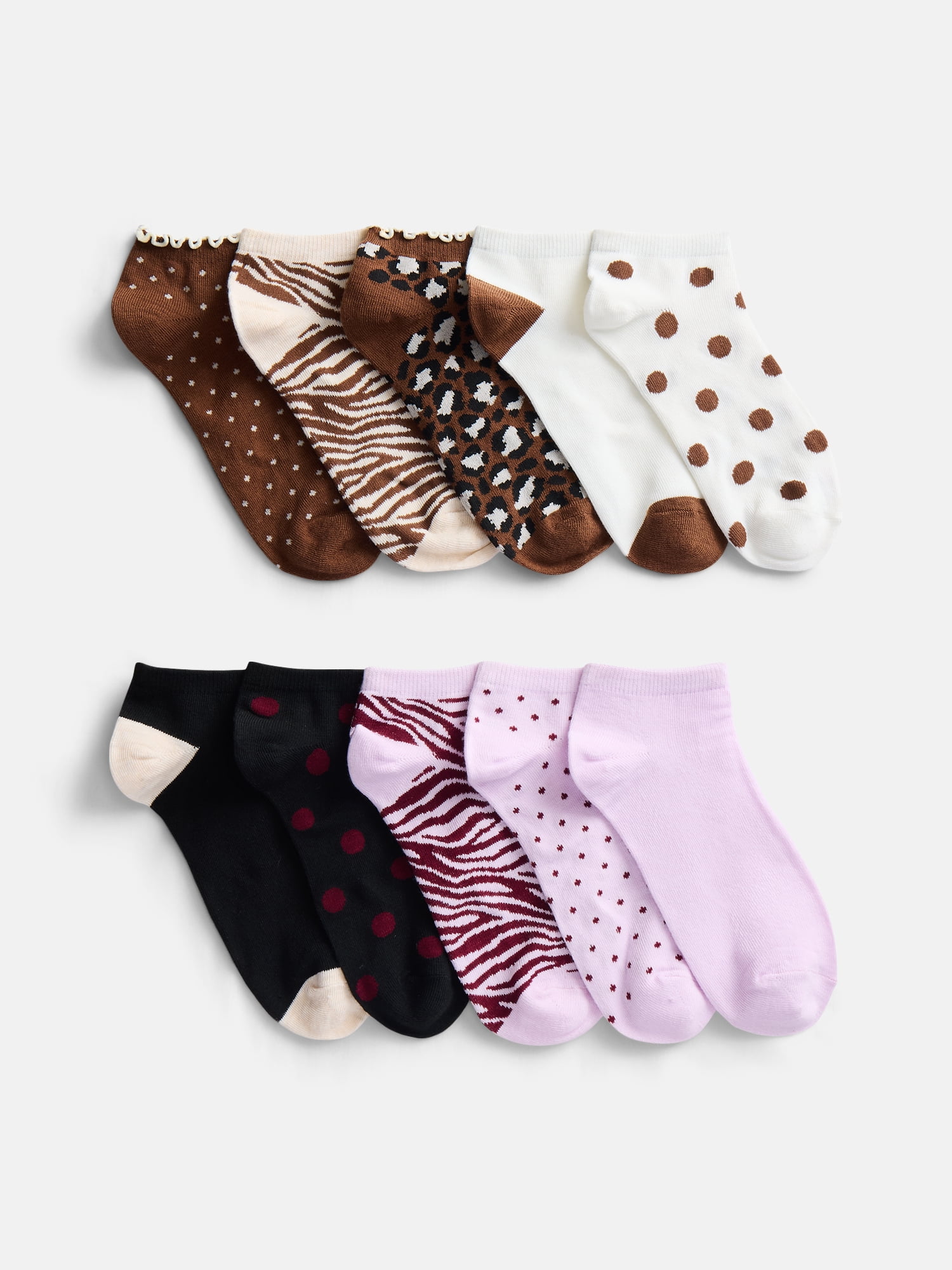 No Boundaries Women’s Low Cut Socks, 10 Pack, Shoe Sizes 4-10