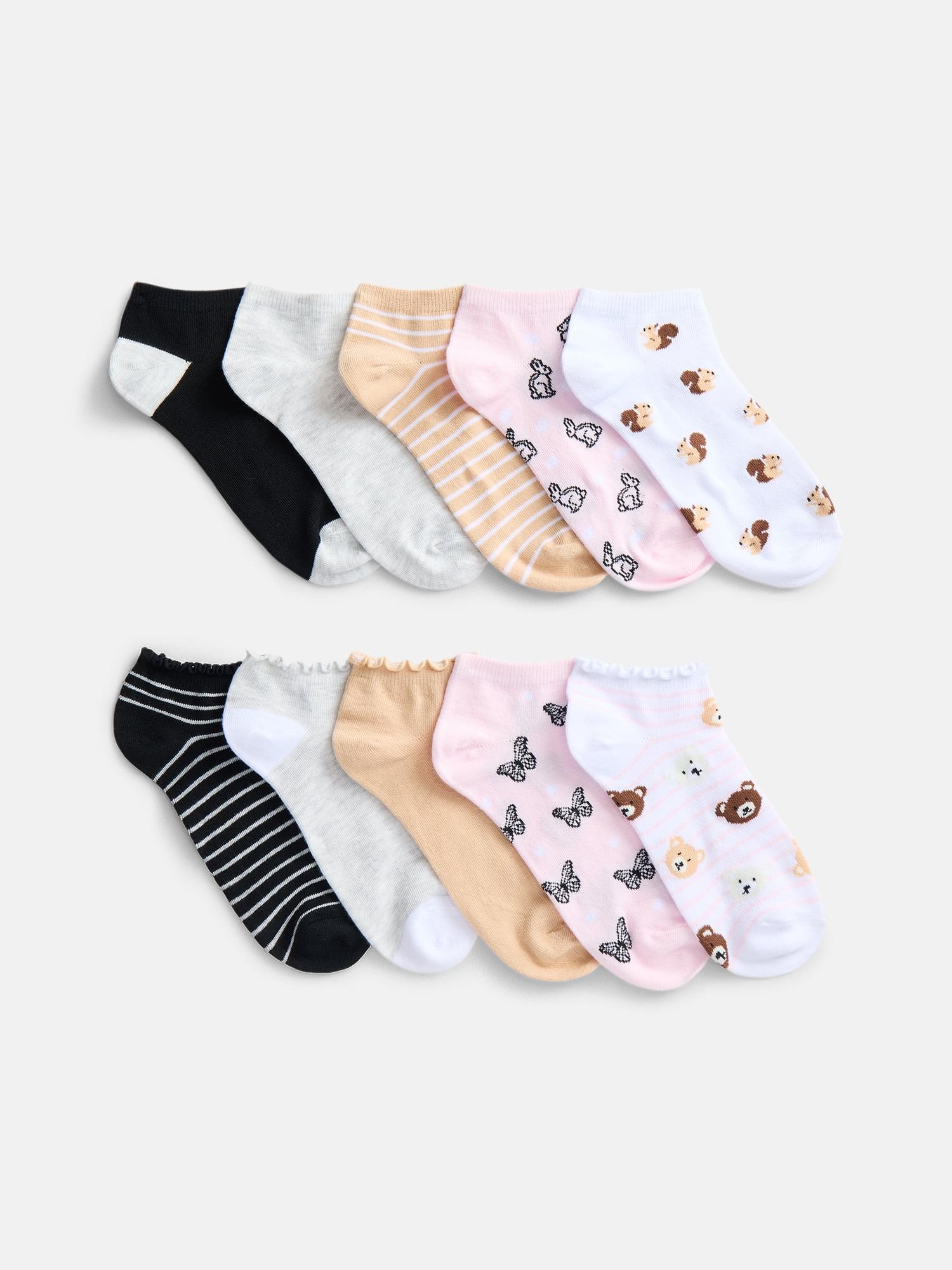 No Boundaries Women’s Low Cut Socks, 10 Pack, Shoe Sizes 4-10