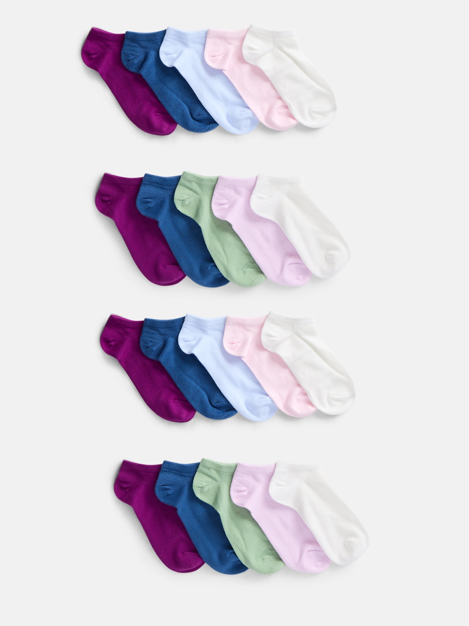 No Boundaries Women’s Low Cut Socks, 20 Pack, Shoe Sizes 4-10