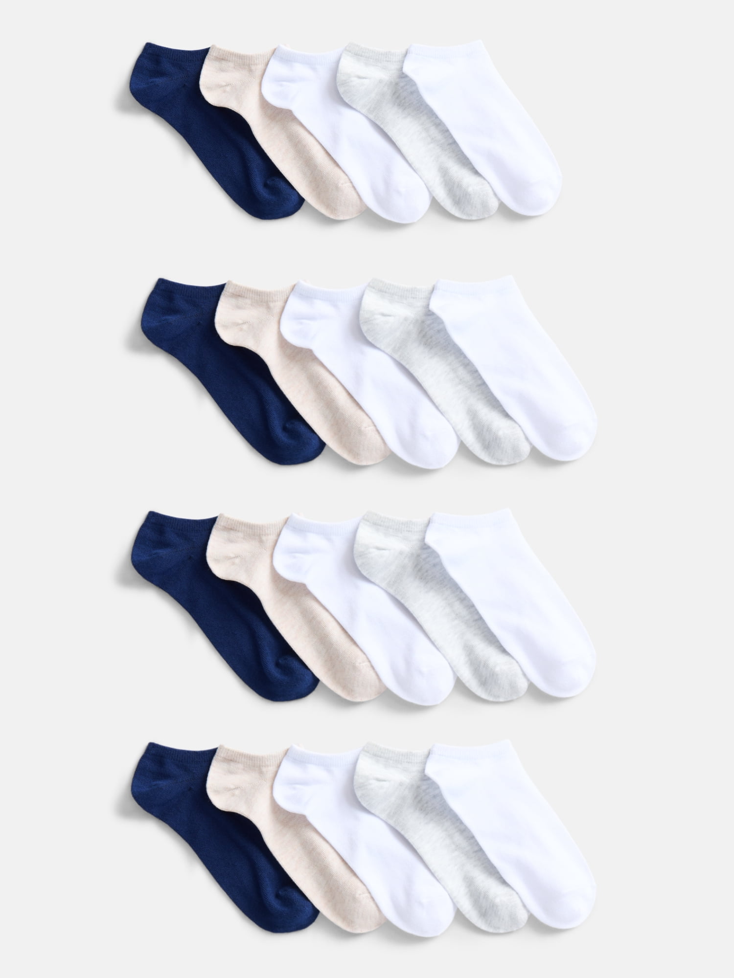 No Boundaries Women’s Low Cut Socks, 20 Pack, Shoe Sizes 4-10