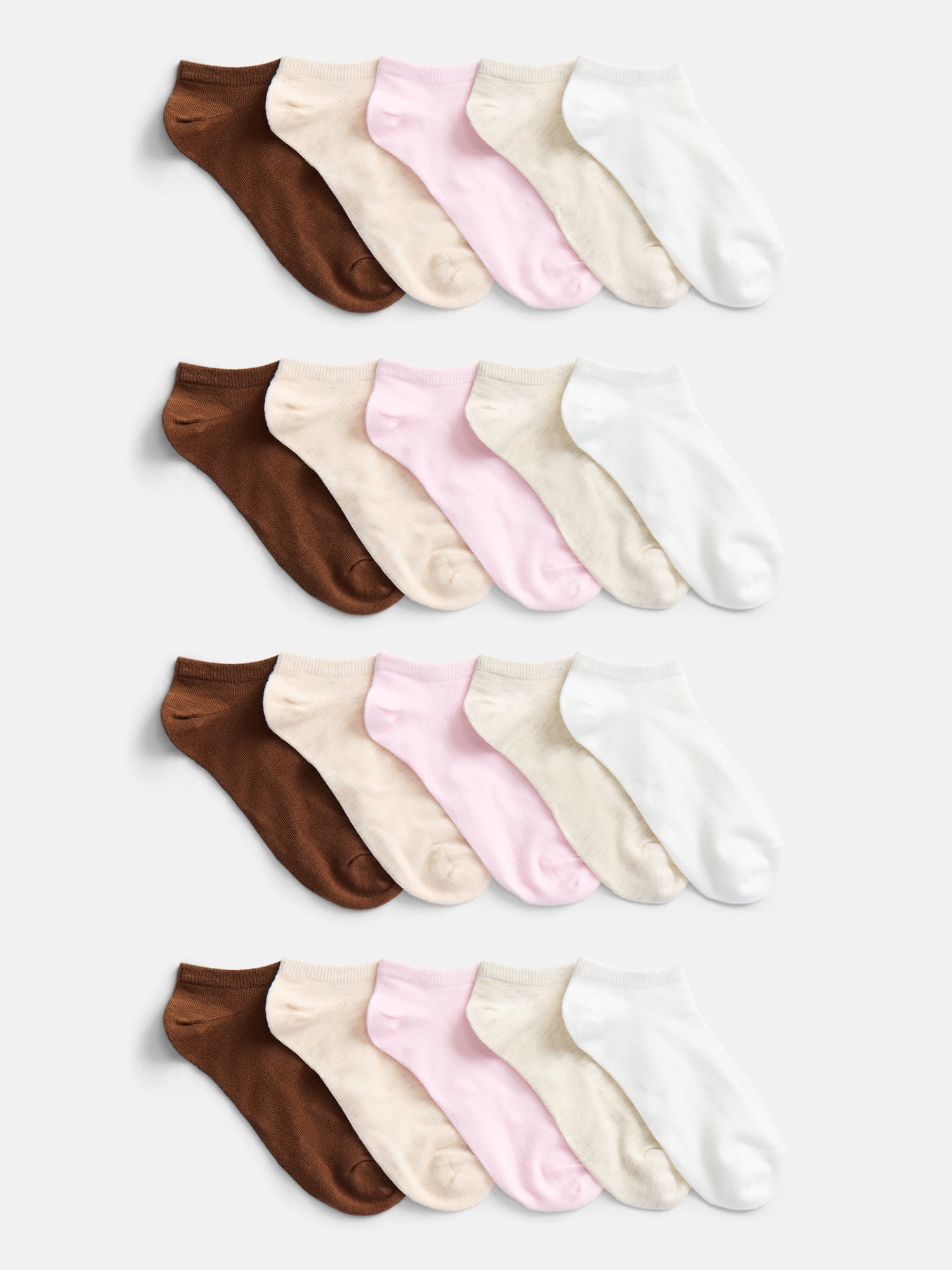 No Boundaries Women’s Low Cut Socks, 20 Pack, Shoe Sizes 4-10