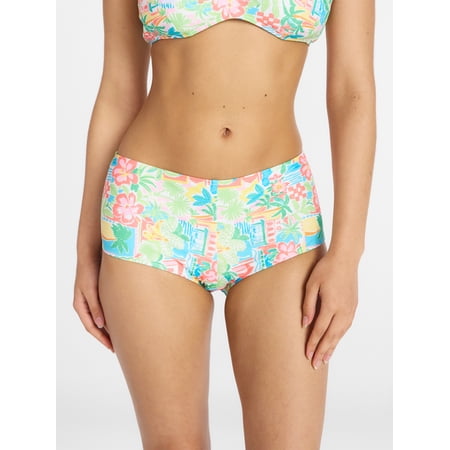 No Boundaries Low Rise Shortie Bikini Swim Bottoms, Women's XXS-XXL