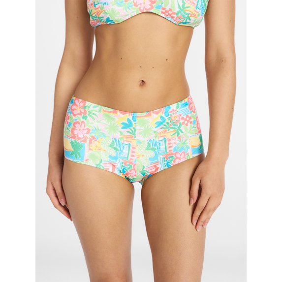 No Boundaries Low Rise Shortie Bikini Swim Bottoms, Women's XXS-XXL